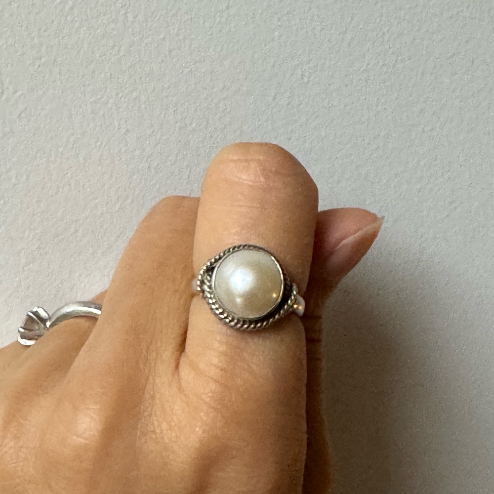 Freshwater pearl and 925 sterling statement ring
